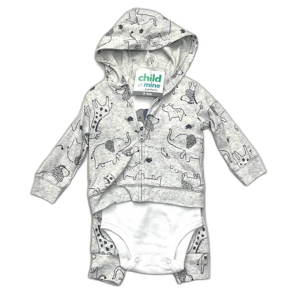 Carter’s Child of Mine Baby Bodysuit Hoodie & Pants Set and 3 pack Bodysuits - Picture 2 of 15